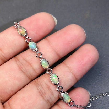 Instagram-Worthy Opal Bracelet in 925 Sterling Silver with 18K White Gold Plating