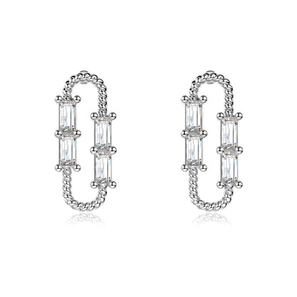 Ice Aura Series - 925 Sterling Silver Multicolor U-Shaped Earrings with Sona Simulated Diamonds