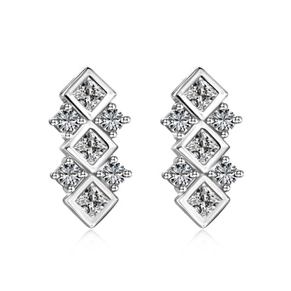 Ice Aura Series - 925 Sterling Silver Multicolor U-Shaped Earrings with Sona Simulated Diamonds