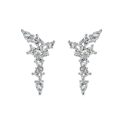 Astral Trace Series: S925 Sterling Silver Earrings with 6.0 Carats 8A Multi-Cut White Zirconia - Instagram-worthy Fashionable Design