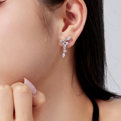 Astral Trace Series: S925 Sterling Silver Earrings with 6.0 Carats 8A Multi-Cut White Zirconia - Instagram-worthy Fashionable Design