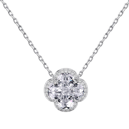 Ice Aura Collection S925 Sterling Silver Clover Necklace Set for Women with Simulated Diamond