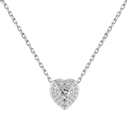 Ice Aura Series S925 Sterling Silver Delicate Heart Shape Necklace with Sona Simulated Diamonds