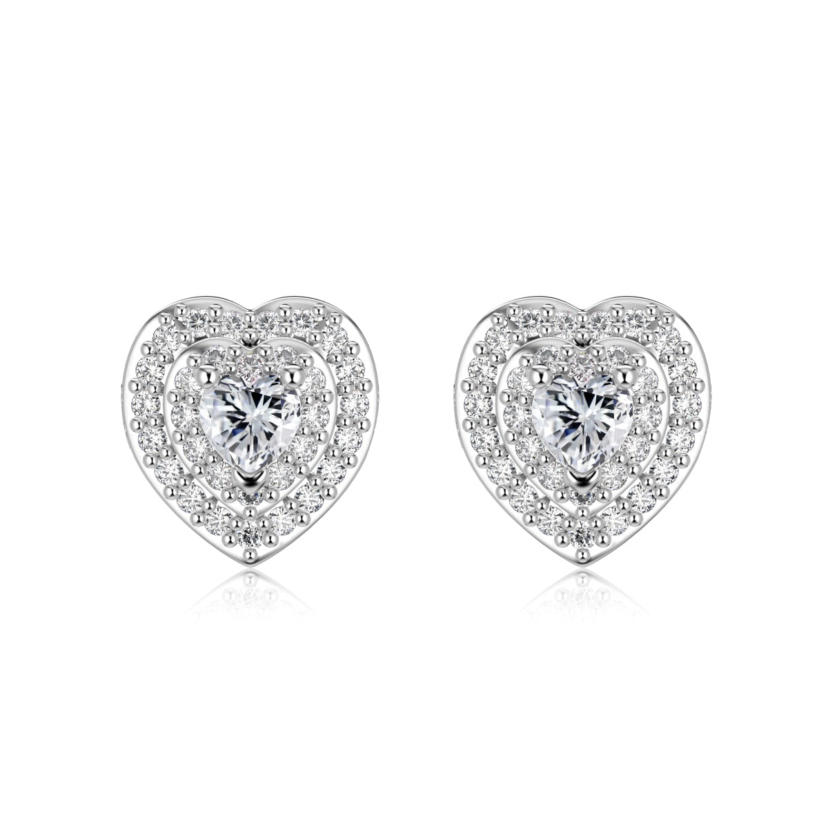 Ice Aura Series S925 Sterling Silver Delicate Heart Shape Sona Simulated Diamonds Ladies Jewelry Set