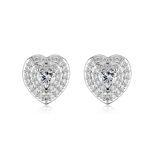 Ice Aura Series S925 Sterling Silver Delicate Heart Shape Earrings  with Sona Simulated Diamonds