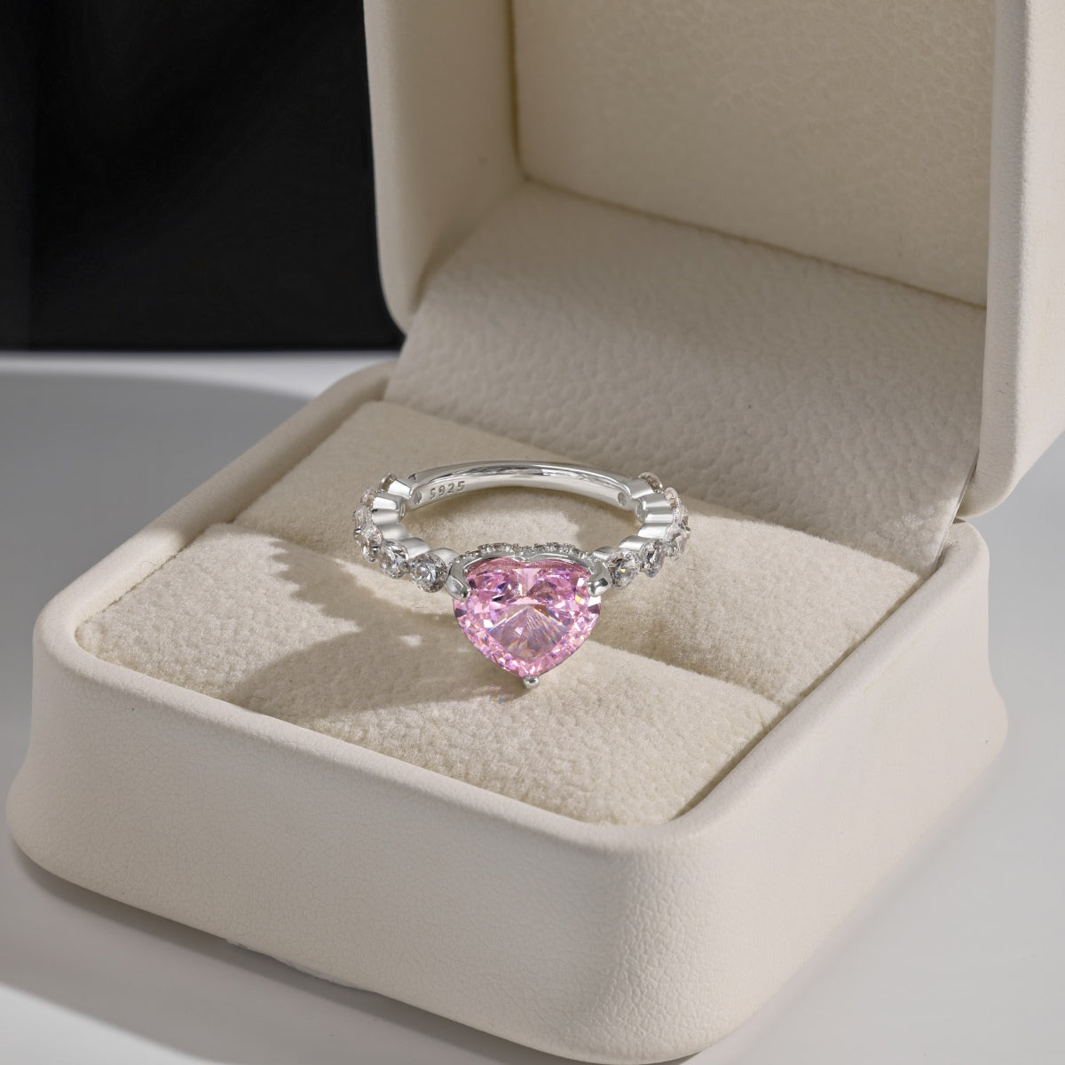 Astral Trace Series: S925 Sterling Silver Multi-Color 3.0 Carats Heart-Shaped Radiant Cut 8A Zirconia Engagement Ring - Unique, Elegant & Fashionable