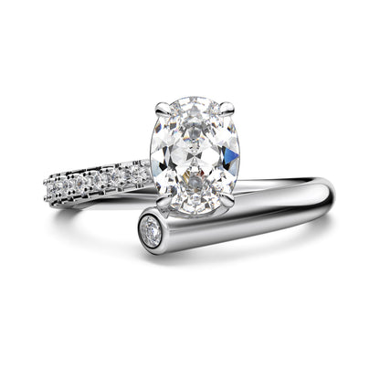 Astral Trace Series: S925 Sterling Silver White Oval & Pear-Cut Zirconia Intertwined Chic & Versatile Fashion Ring