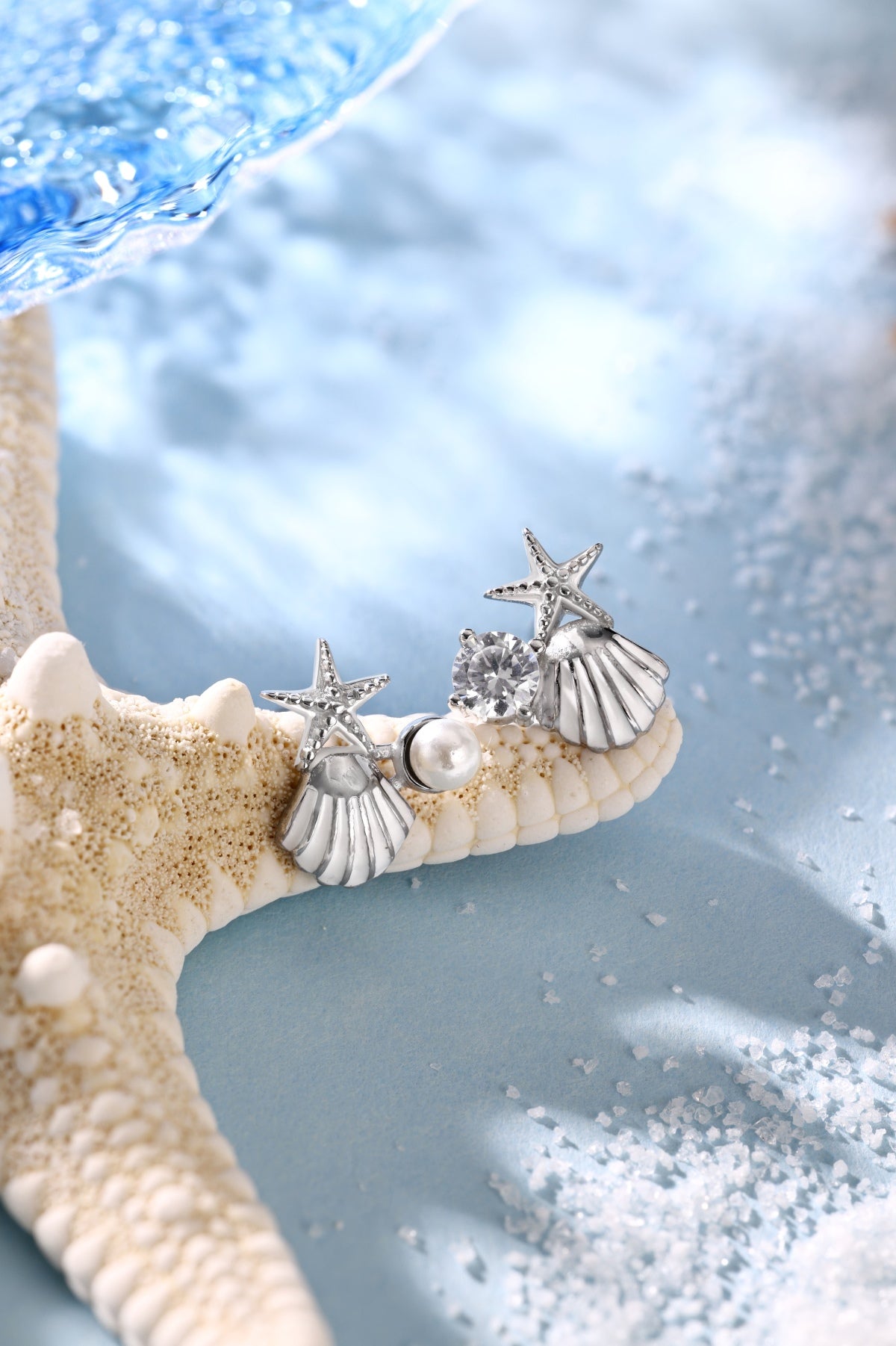 Summer Ocean Series: S925 Silver Shell and Starfish Pendant Necklace with Colorful Zircon - Fashionable and Versatile