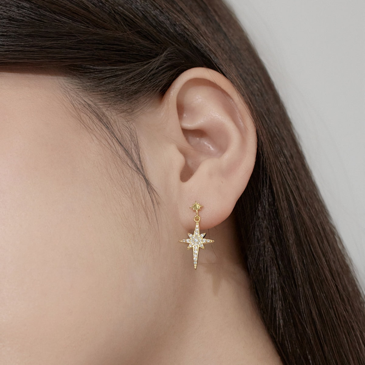 Instagram-Worthy 925 Sterling Silver Star Earrings with 18K Yellow Gold Plating &amp; Cushion Cut Sona Simulated Diamonds