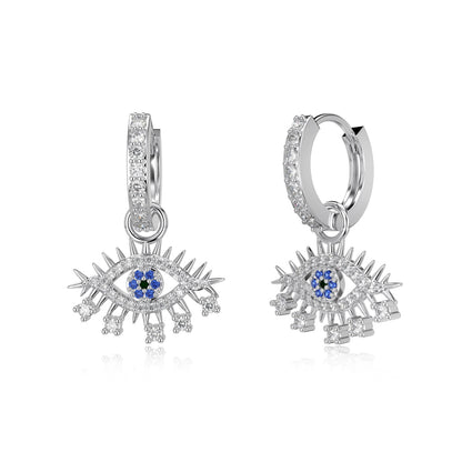 Ice Aura Collection S925 Sterling Silver Evil Eye Blue Jewelry Set with Sona Simulated Diamonds for Women - Rings, Necklace, Earrings