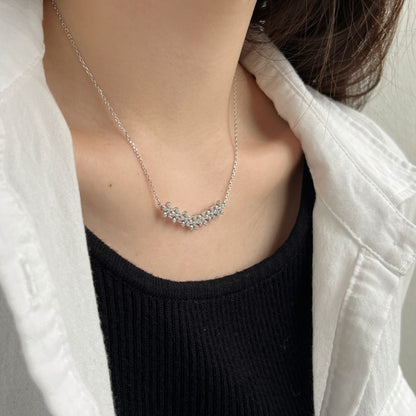 Ice Aura Collection S925 Sterling Silver Snowflake Necklace with Sona Simulated Diamonds