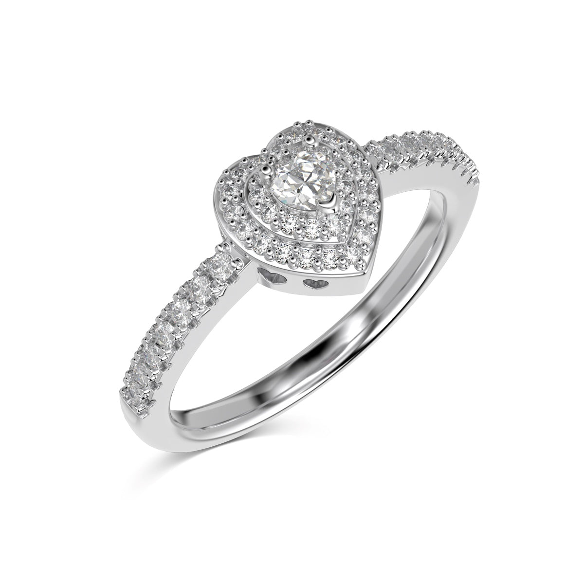 Ice Aura Series S925 Sterling Silver Delicate Heart Shape Ring with Sona Simulated Diamonds