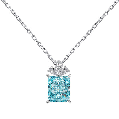 Astral Trace Series S925 Sterling Silver 18K White Gold Plated Crushed Ice Cut & Pear Cut Zirconia Flower Shape Necklace