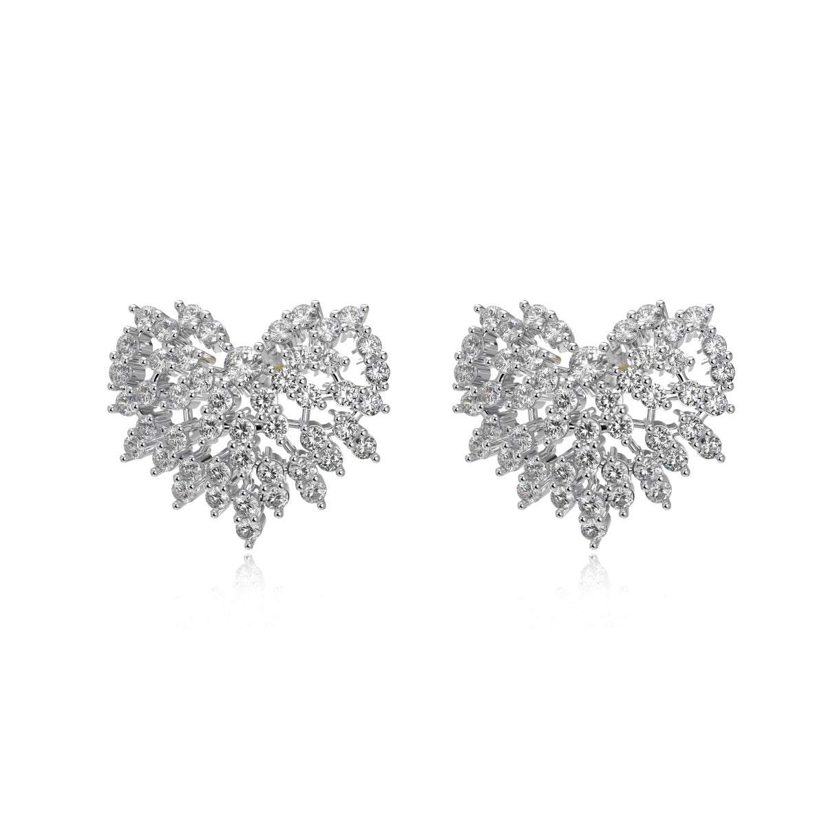 Ice Aura Collection S925 Sterling Silver Heart-Shaped Earrings, Necklace & Ring Set with Sona Simulated Diamonds