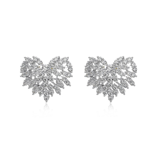 Ice Aura Collection S925 Sterling Silver Heart-Shaped Earrings with Sona Simulated Diamonds