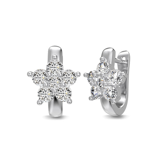 Ice Aura Collection S925 Sterling Silver Snowflake Earrings with Sona Simulated Diamonds