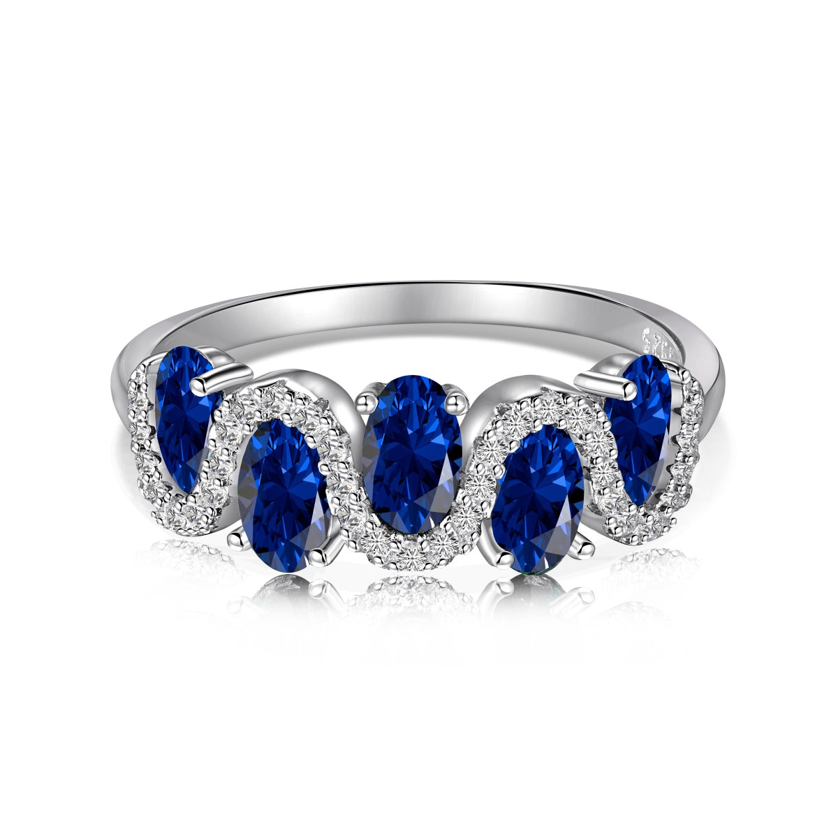 Astral Trace Series: S925 Sterling Silver Oval-Cut Zirconia S-Shaped Ring with Nano Blue or Green Options - Unique & Trendy