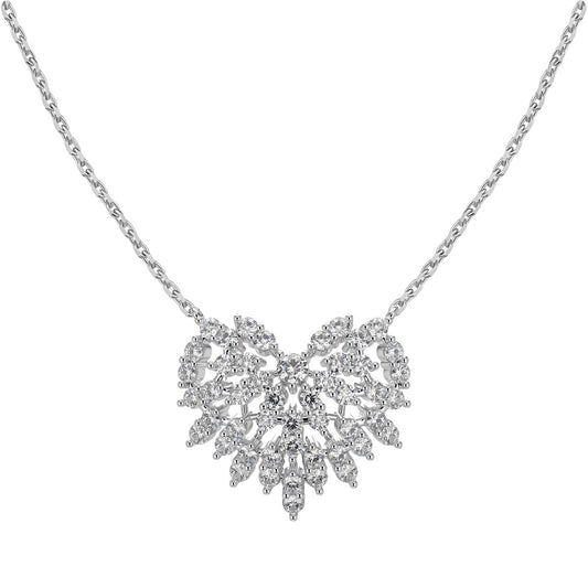 Ice Aura Collection S925 Sterling Silver Heart-Shaped  Necklace with Sona Simulated Diamonds