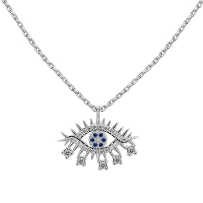 Ice Aura Collection S925 Sterling Silver Evil Eye Blue Jewelry Set with Sona Simulated Diamonds for Women - Rings, Necklace, Earrings