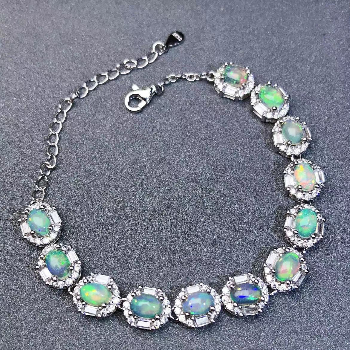 Opal Bracelet in 925 Sterling Silver with 18K White Gold Plating