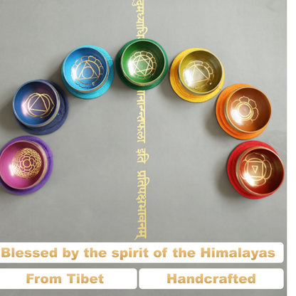 Handcrafted Tibetan Singing Bowl Set - 7 Chakra Meditation Bowls from Himalayas