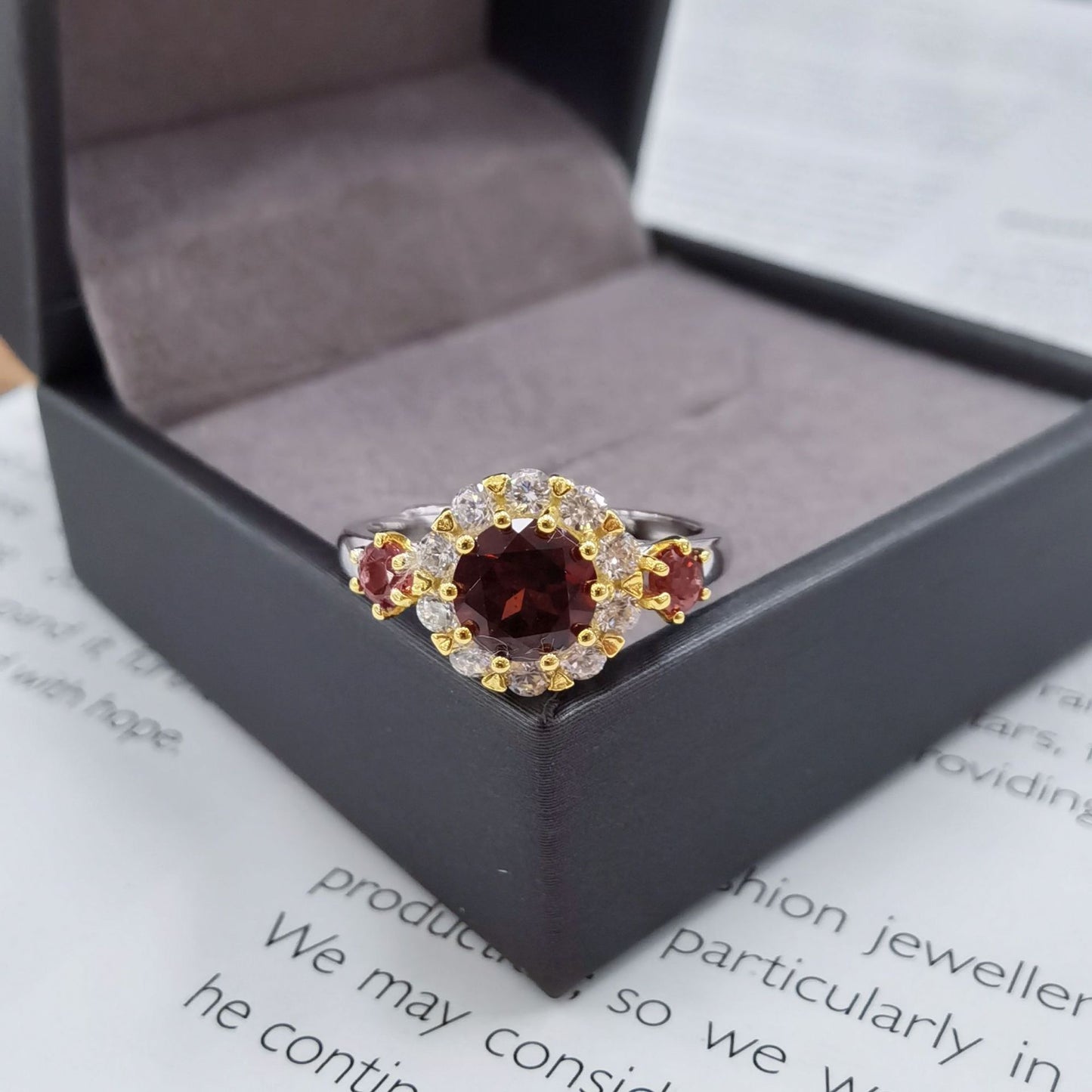 925 Sterling Silver 18K White Gold Plated Instagram-Style Ruby Freeform Ring 