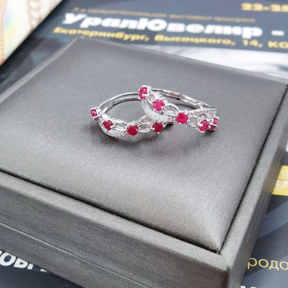 925 Sterling Silver 18K White Gold Plated Heart-Cut Ruby Freeform Ring 