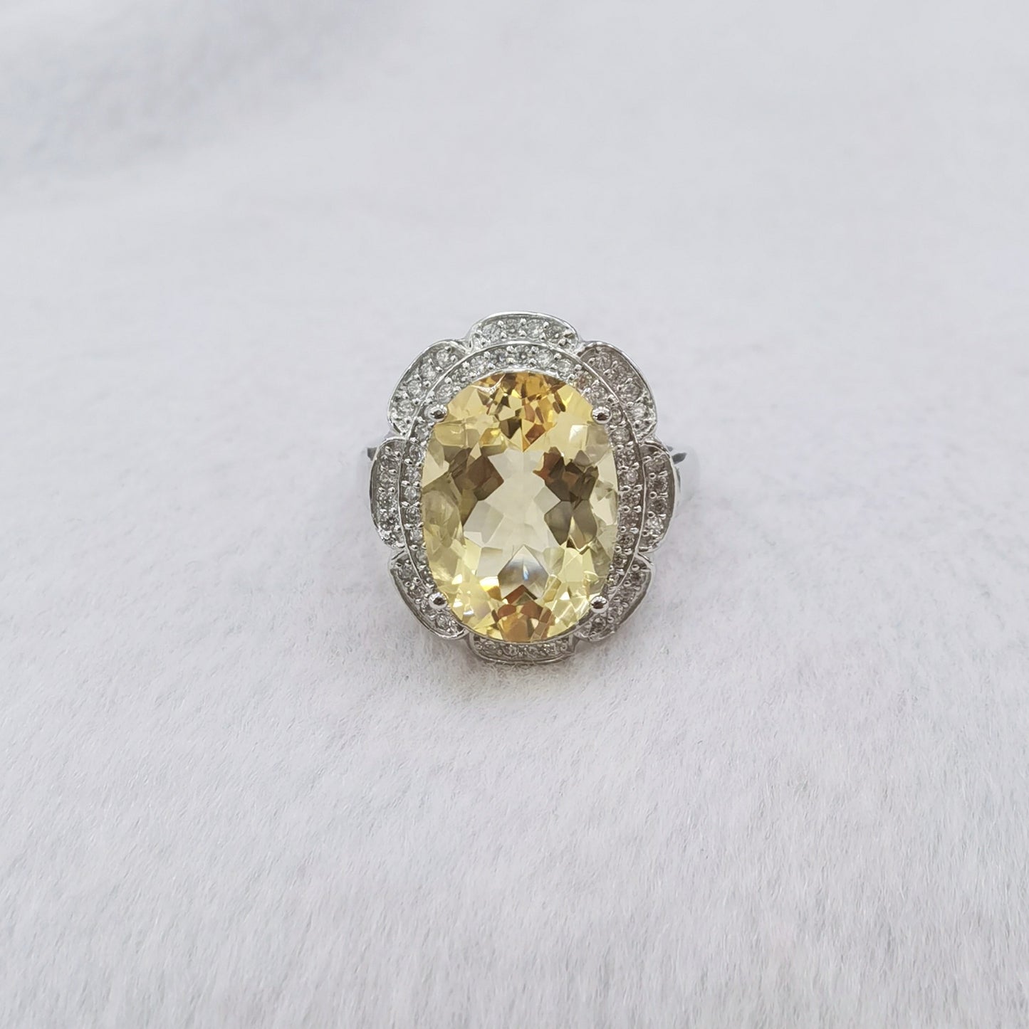 925 Sterling Silver 18K White Gold Plated Instagram-Inspired Citrine Freeform Ring