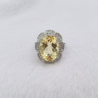 925 Sterling Silver 18K White Gold Plated Instagram-Inspired Citrine Freeform Ring