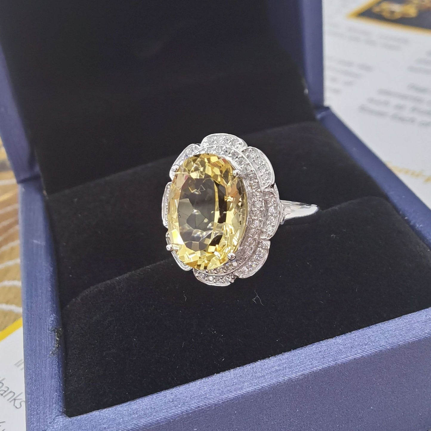 925 Sterling Silver 18K White Gold Plated Instagram-Inspired Citrine Freeform Ring