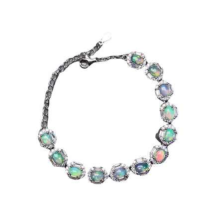 Opal Bracelet in 925 Sterling Silver with 18K White Gold Plating