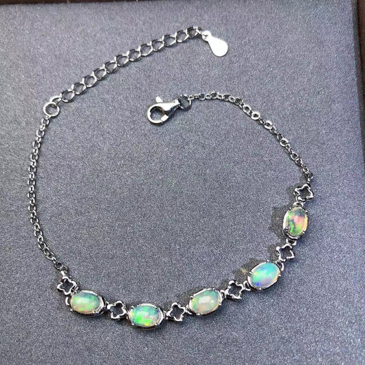 Instagram-Worthy Opal Bracelet in 925 Sterling Silver with 18K White Gold Plating