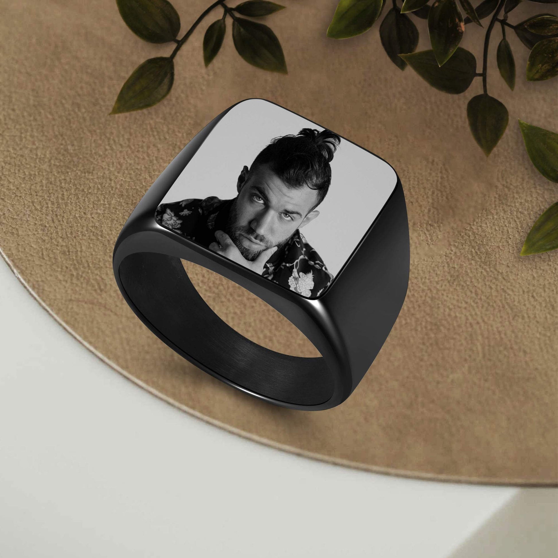 Square Photo Black Personalized Custom Photo Ring-silviax