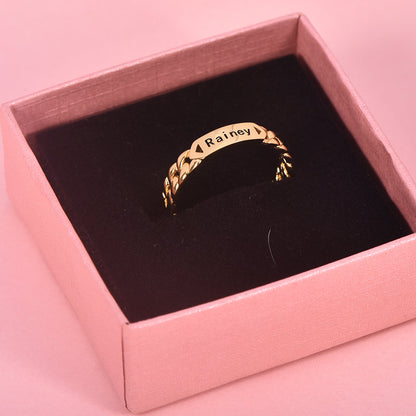 Gold Plated Personalized Custom Name Ring Cuban Ring-silviax