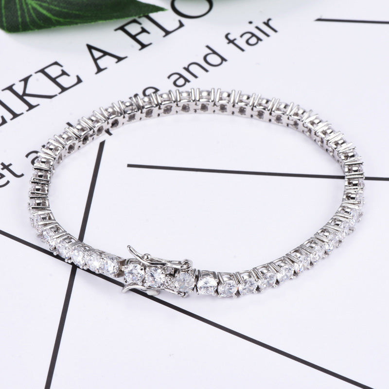 Romantic Simple White Round Cut Bracelet for Women In Sterling Silver