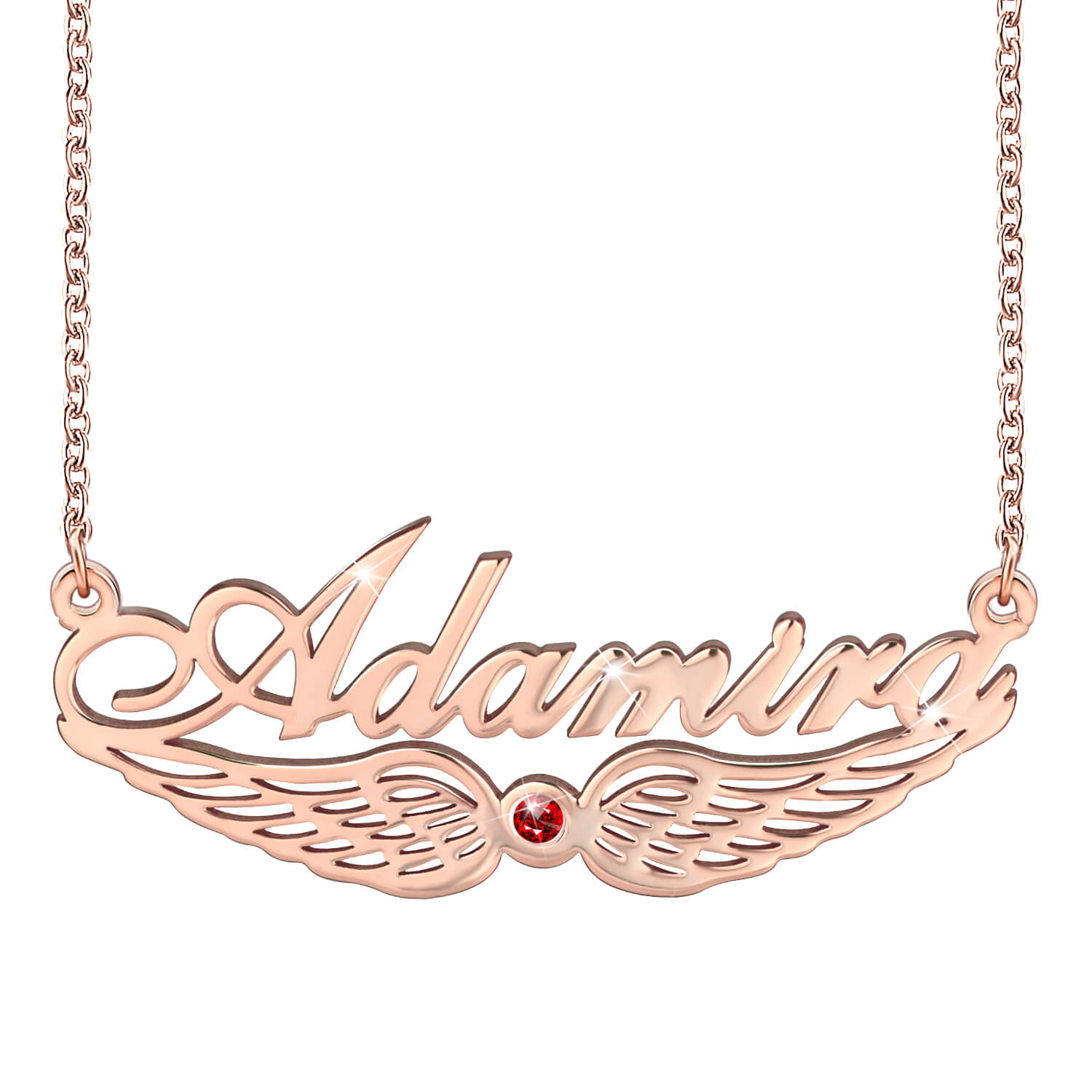 Angel Wing Nameplate Pendant with Birthstone Gold plated Personalized Custom Name Necklace-silviax