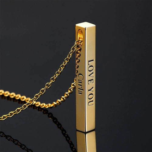 Bar Name Necklace Plated Gold Gift Personalized-silviax