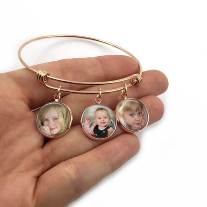 1 to 3 Photo Personalized Custom Round Pendant Photo Bracelet-silviax