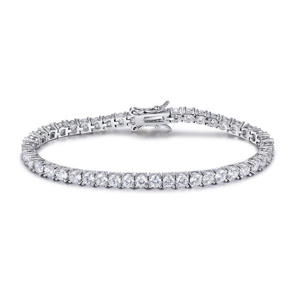 Romantic Simple White Round Cut Bracelet for Women In Sterling Silver