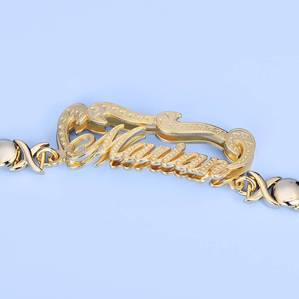 Double Layer Personalized Custom Gold Plated Name Bracelet-silviax