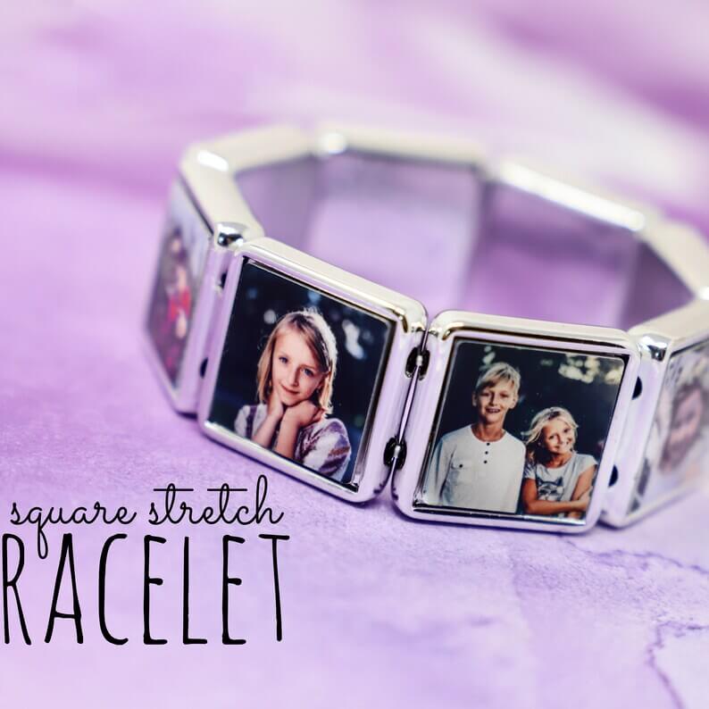 7 To 9 Photos Square White Gold Personalized Custom Photo Bracelet-silviax