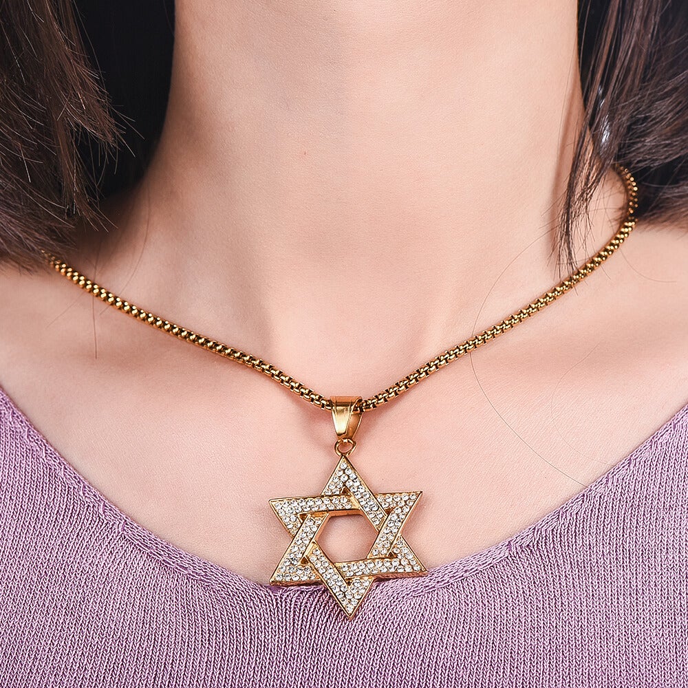 Six Pointed Star Pendant Gold Plated Necklace-silviax