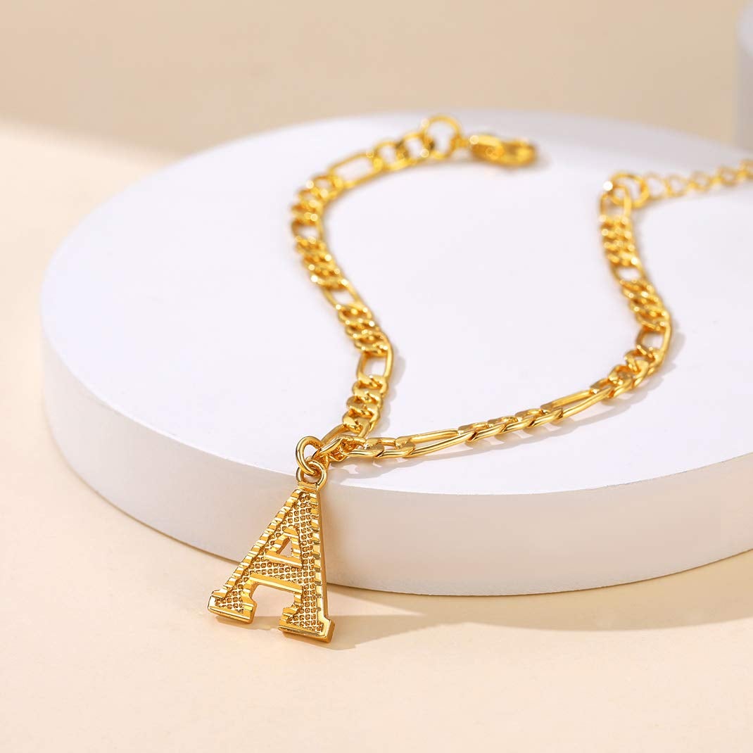 26 English Letters A-Z Personalized Custom Gold Plated Initial Letters Anklet-silviax