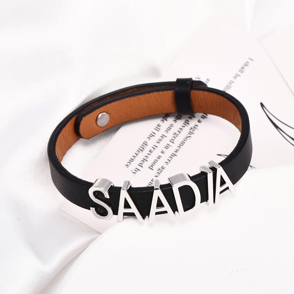 Capital Letter Leather Bracelet Personalized Custom Name Bracelet For Man Father's Day Gift-silviax