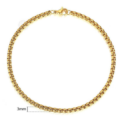 2-5mm Box Link Chain Gold Plated Bracelet-silviax