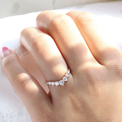 Stunning Chic Thin V Shaped Stacking Wedding Band In Sterling Silver-Maxinejewelry