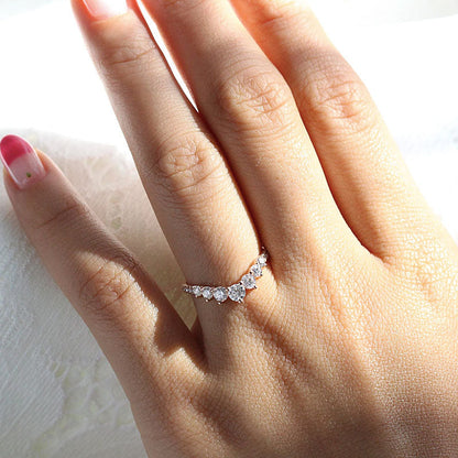 Stunning Chic Thin V Shaped Stacking Wedding Band In Sterling Silver-Maxinejewelry