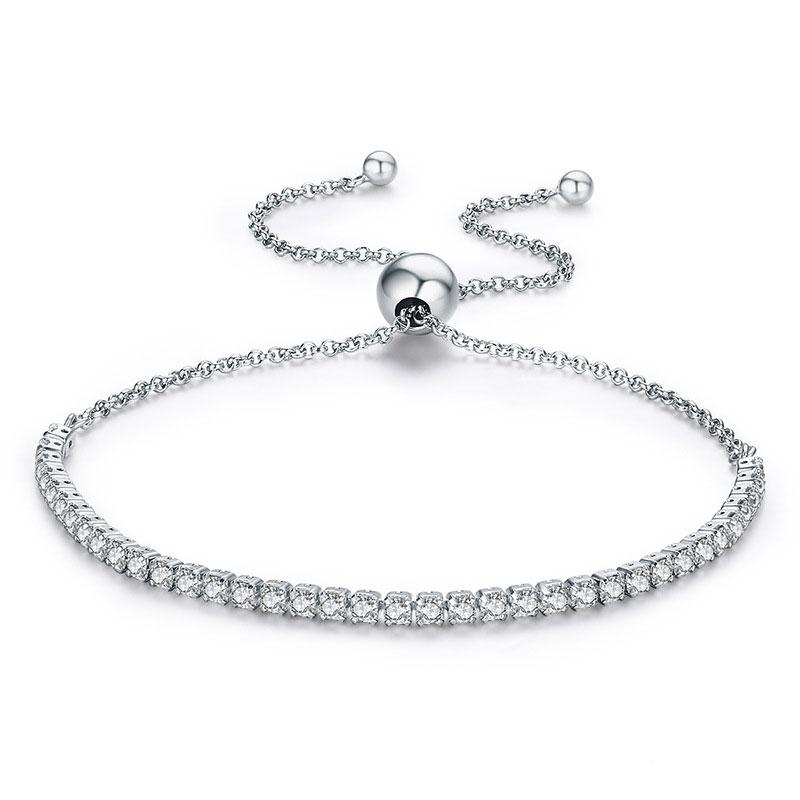 Sparking Tennis Bolo Bracelet For Women In Sterling Silver-Maxinejewelry