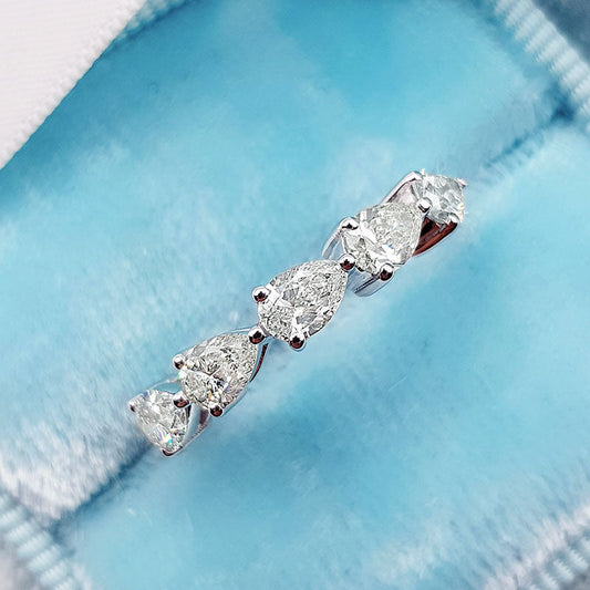 Full Eternity Pear Cut Diamond Wedding Band Anniversary Rings for Her-Maxinejewelry