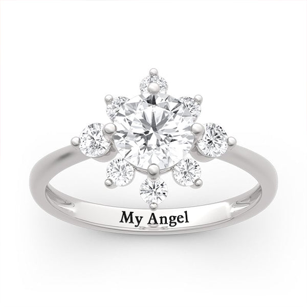 Personalized Engraved Flower Engagement Ring Sterling Silver Anniversary Ring For Her-silviax